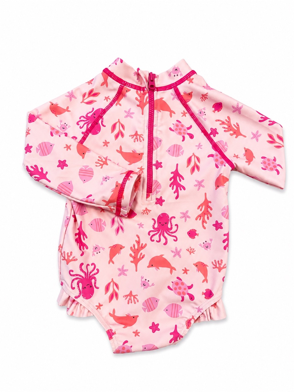 Pink & Coral Sea Life One-Piece Rash Guard